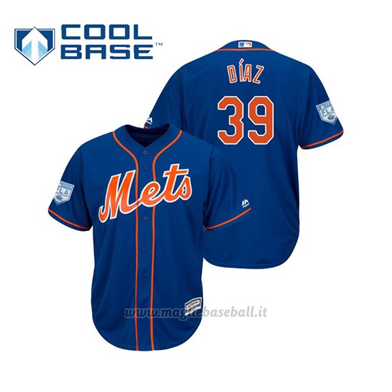 Maglia Baseball Uomo New York Mets Edwin Diaz Cool Base Entrenamiento De Primavera 2019 Blu
